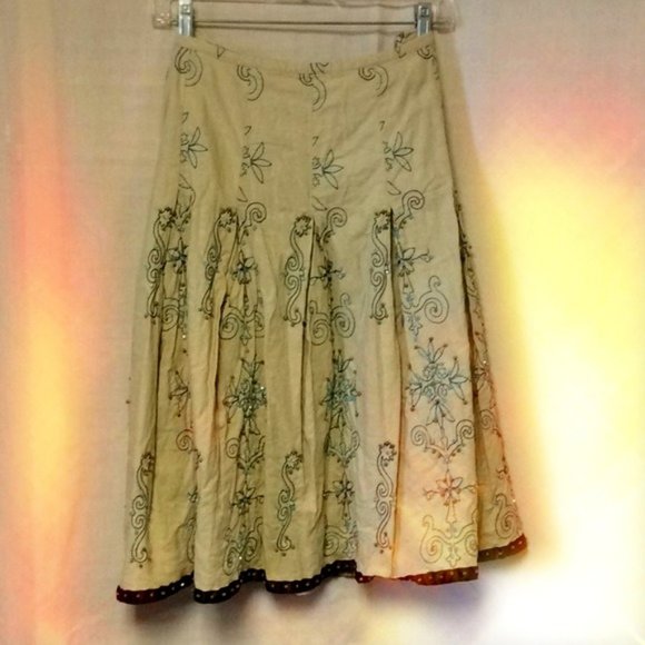 Luciano Dante Dresses & Skirts - Luciano Danté Beaded Beige, Brown, Blue Skirt sz14